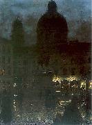 Aleksander Gierymski Wittelsbacher Square during the night. Spain oil painting artist